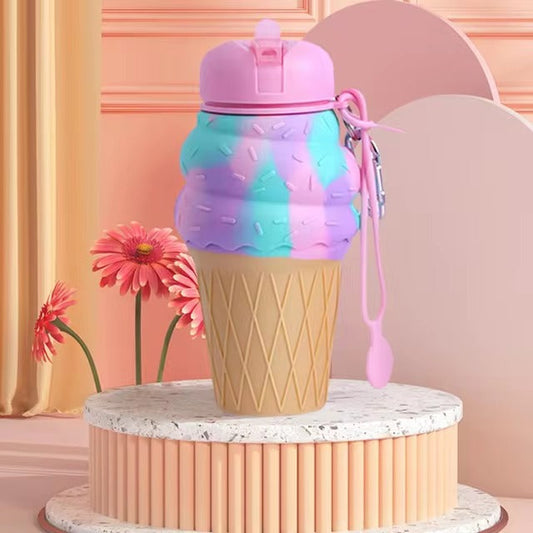 WATER BOTTLE SILICONE FOLD UNICORN